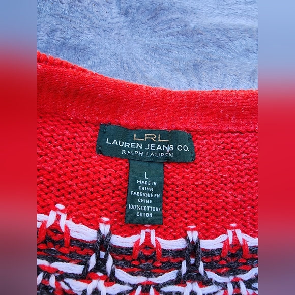 Vintage Ralph Lauren Jeans Sweater Aztec Southwestern Pullover Women L Hand Knit - Picture 4 of 6